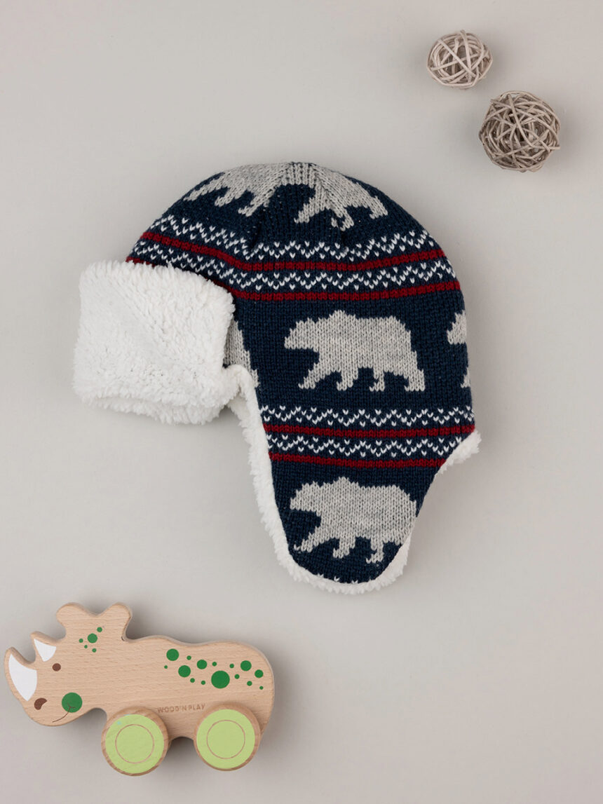 Chapéu de tricot aviador para bebé - Prénatal