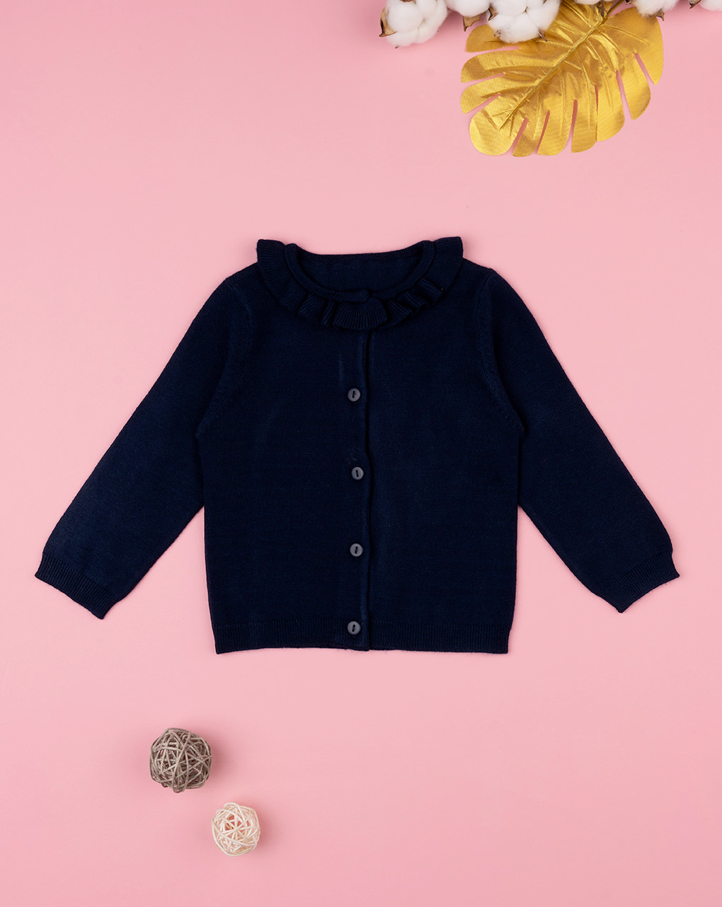 Casaco de tricô básico para rapariga em azul total - Prénatal