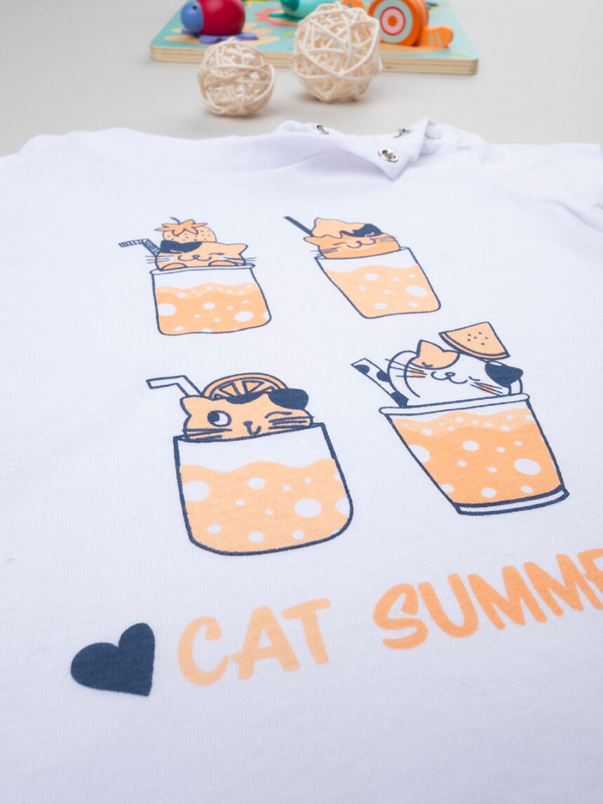 Pijama de verão para menina com estampado de gatinhos - Prénatal
