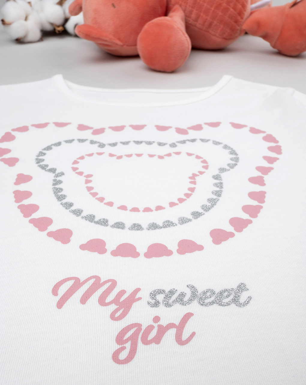 T-shirt de manga comprida para menina fundo creme "my sweet girl" - Prénatal