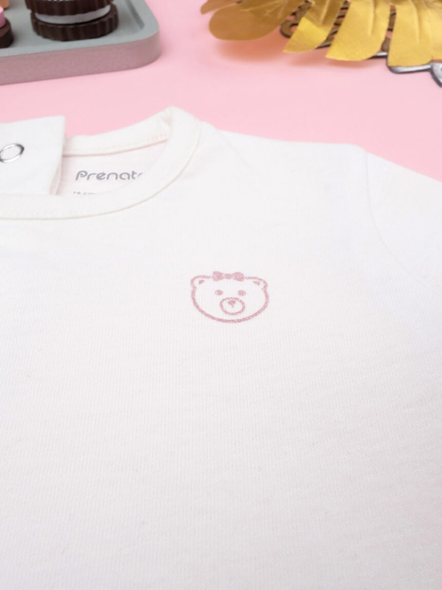 T-shirt básica de manga comprida para menina em creme "teddy" - Prénatal