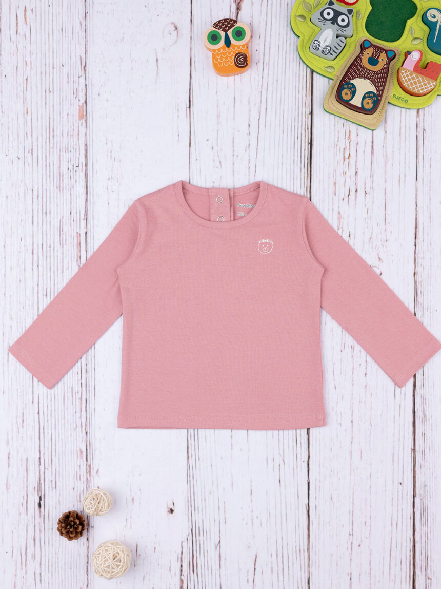 T-shirt de manga comprida para rapariga fundo rosa "teddy" - Prénatal