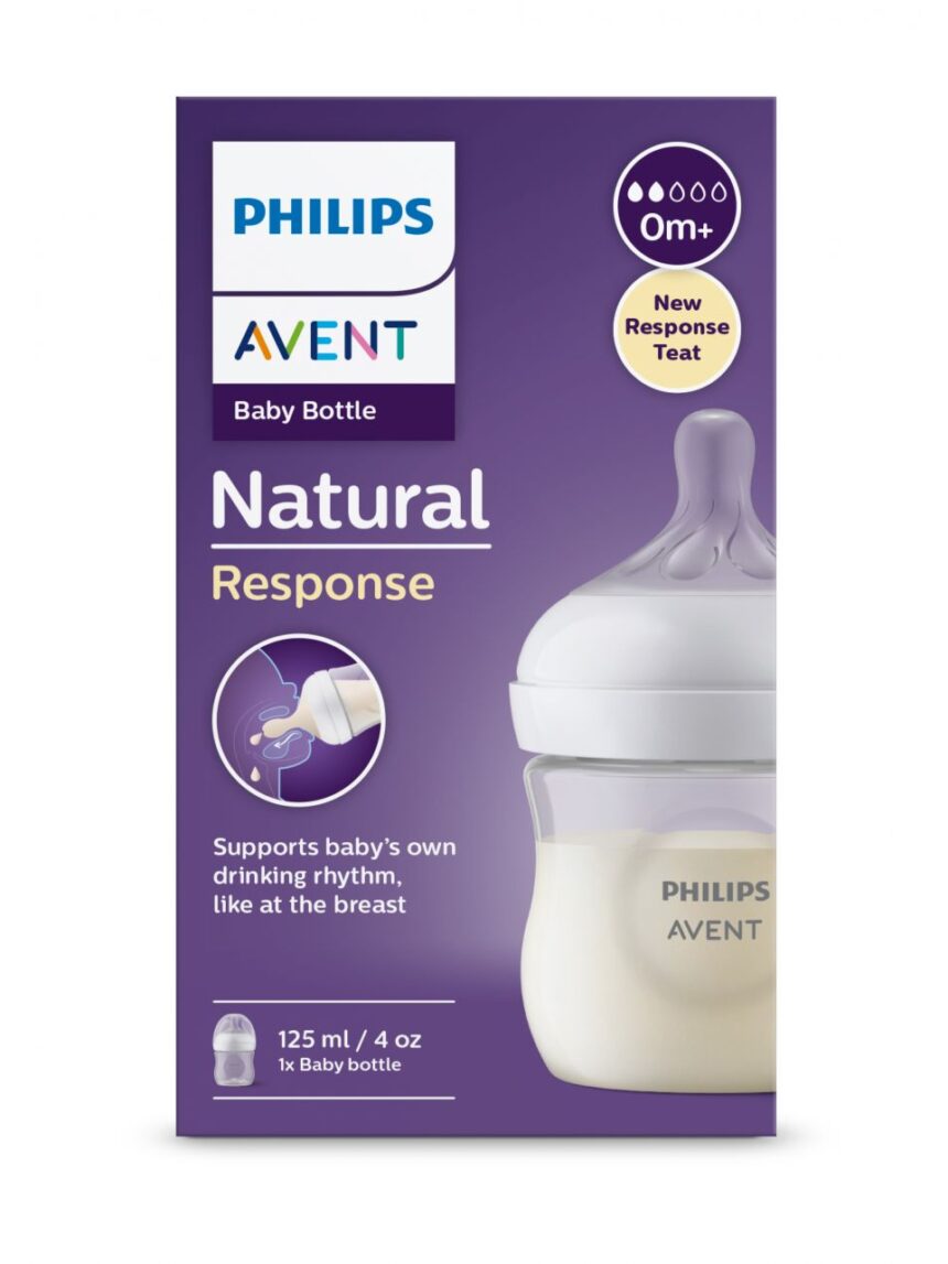 Biberão natural com tetina natural answer 125 ml 0m+ | sem bpa - philips avent - Philips Avent
