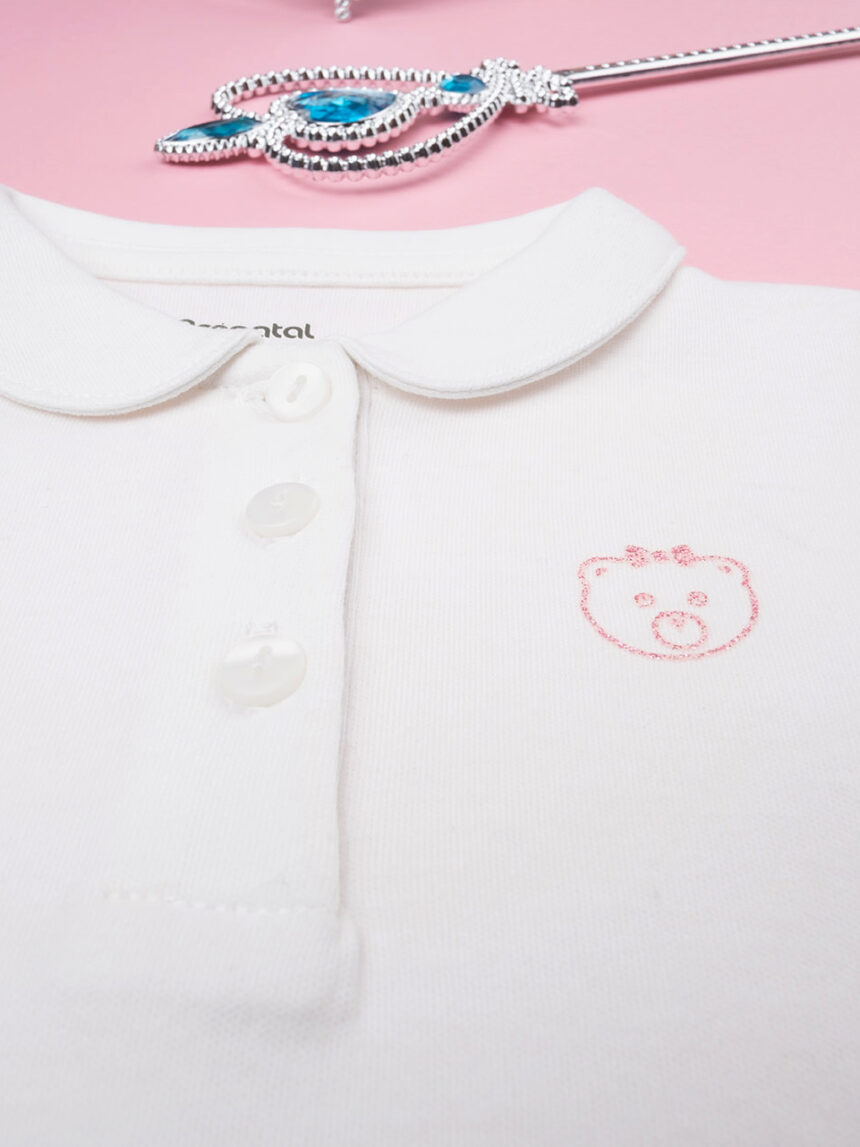 Pólo básico de manga comprida para rapariga "teddy" em rosa claro à altura - Prénatal