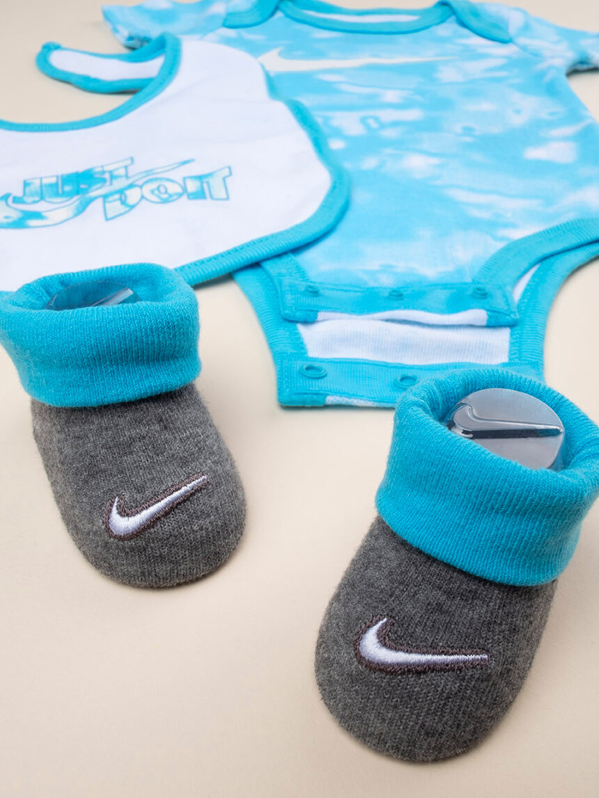 Conjunto nike para recém-nascido: body + babouches + babete - Nike