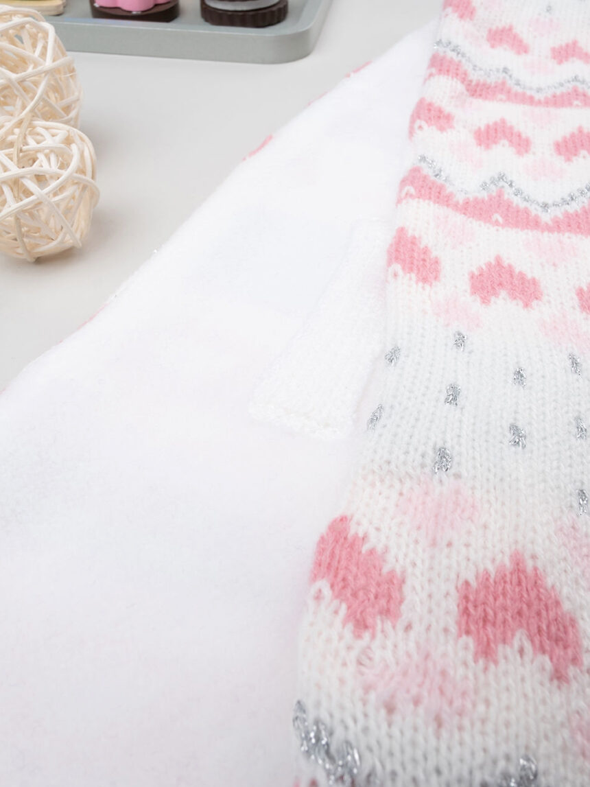 Cachecol de malha creme/rosa para rapariga - Prénatal