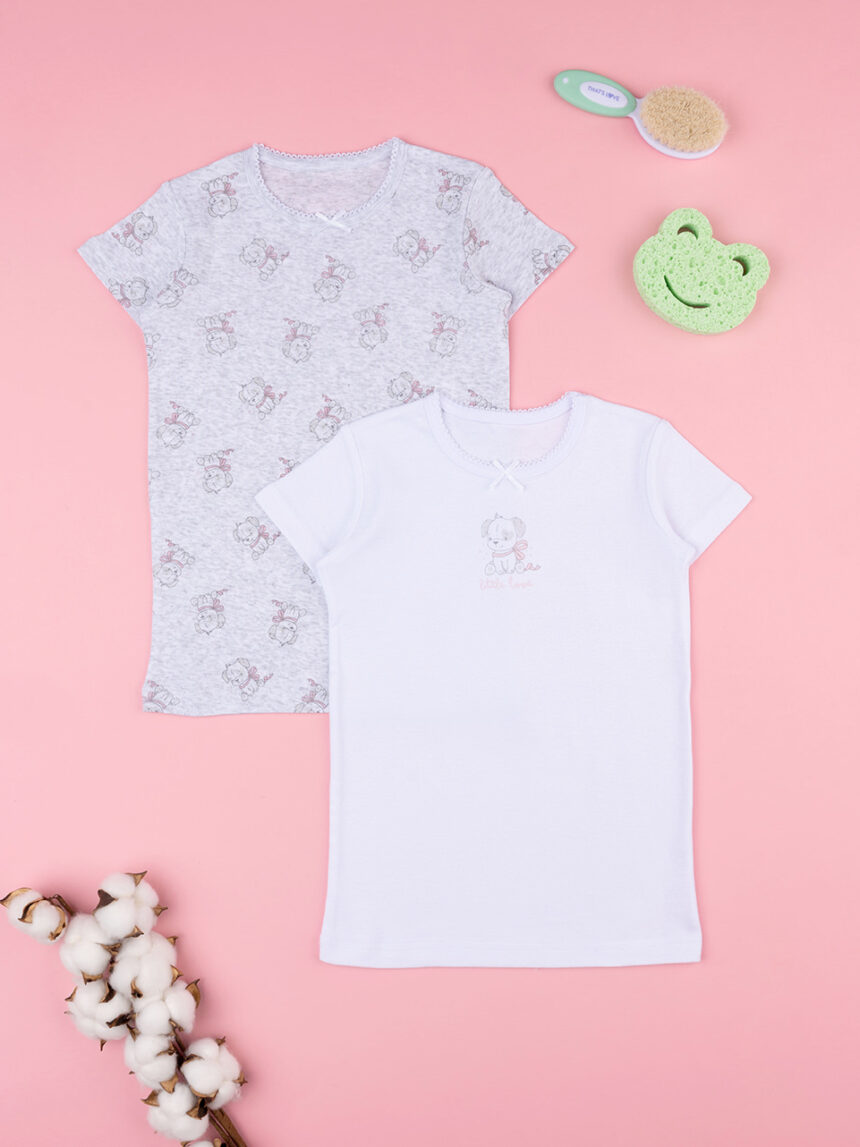 Pack 2 t-shirt de canelado para rapariga algodão orgânico - Prénatal