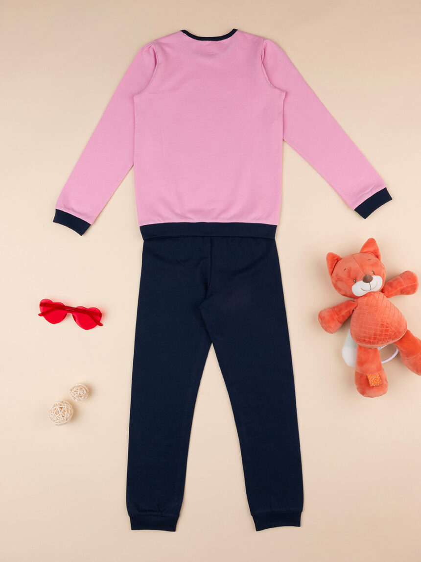 Pijama de pelúcia rosa/preto para bebé menina - Prénatal