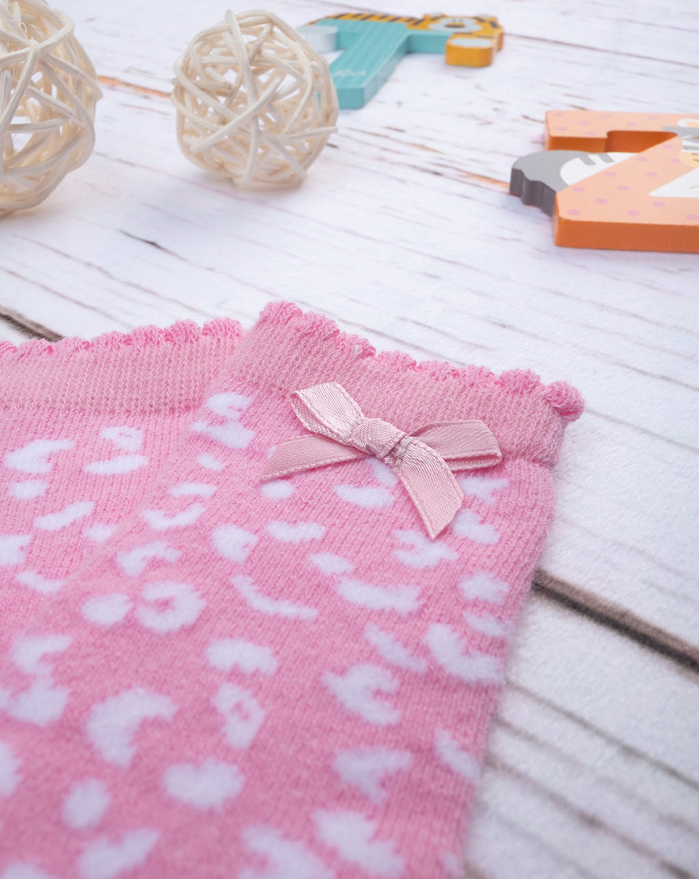 Conjunto de 2 meias até ao joelho em algodão orgânico rosa bebé - Prénatal