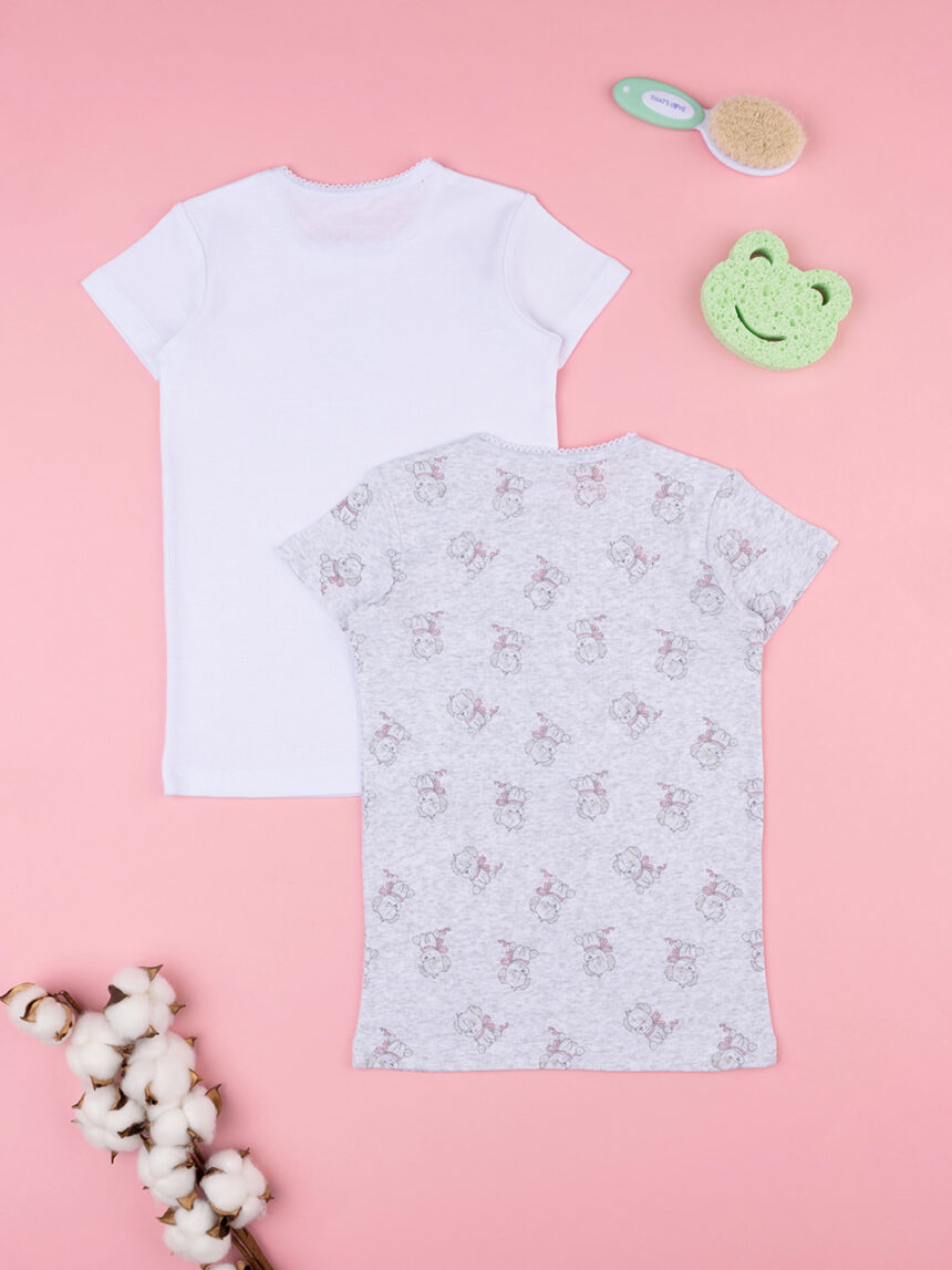 Pack 2 t-shirt de canelado para rapariga algodão orgânico - Prénatal