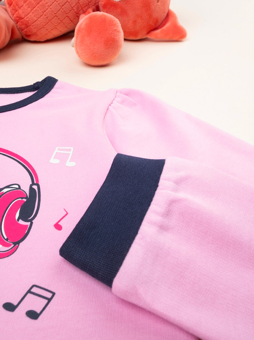 Pijama de pelúcia rosa/preto para bebé menina - Prénatal