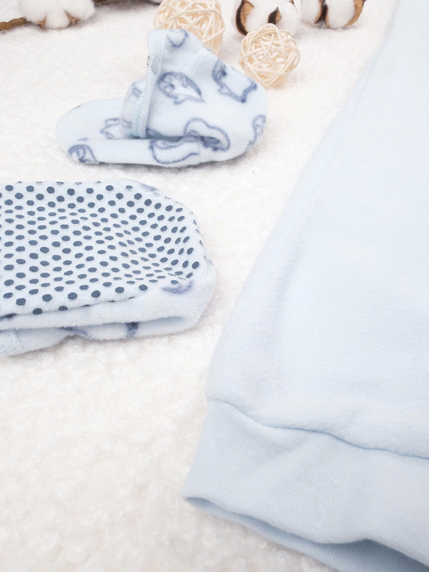 Pijama de algodão orgânico azul bebé - Prénatal