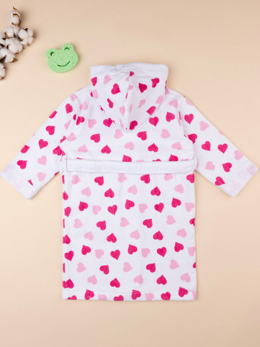 Roupão de banho em chenille para bebé corações - Prénatal