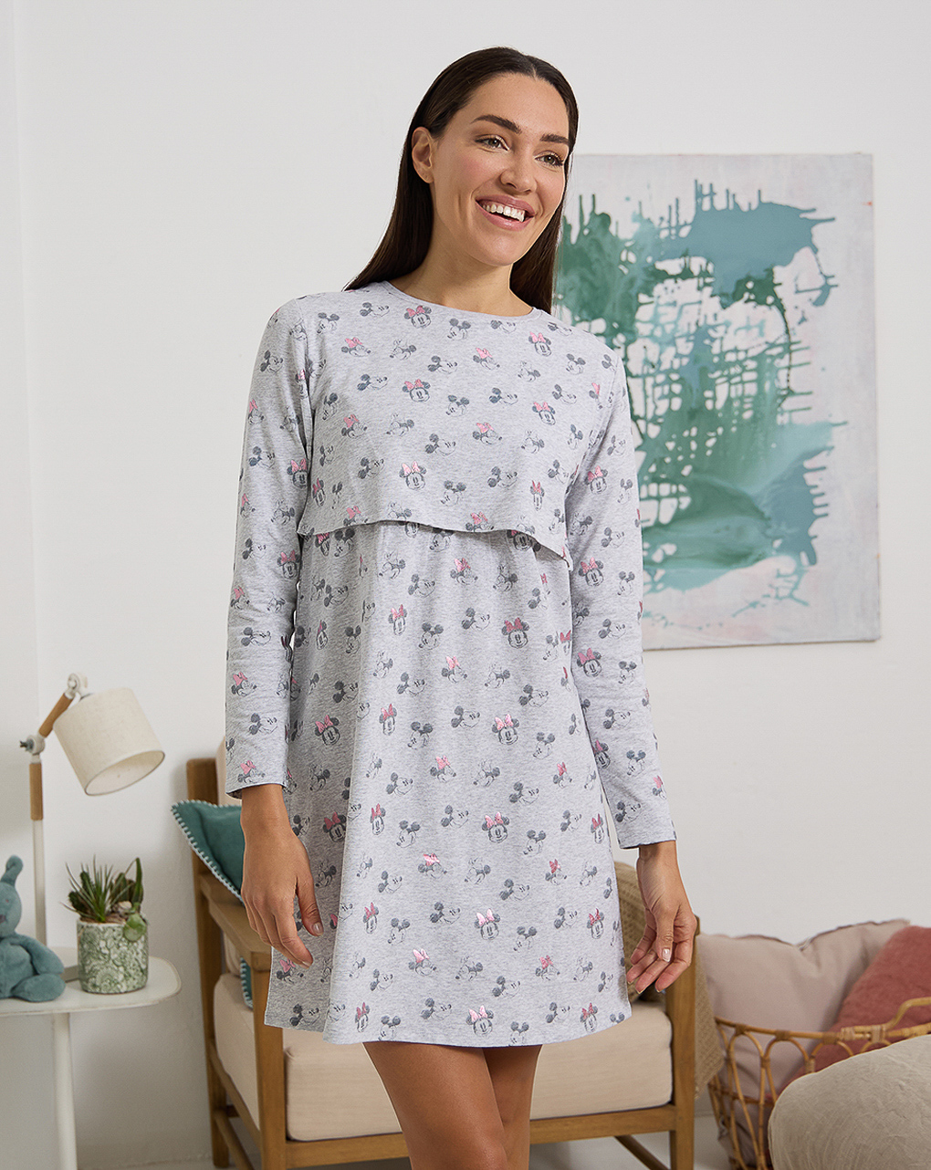 Camisa de noite de amamentação com padrão da minnie - Prénatal