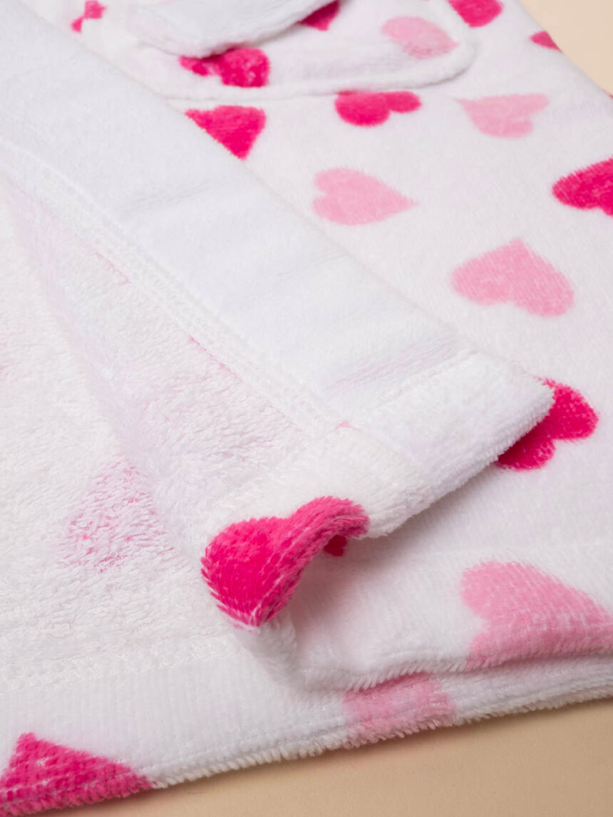 Roupão de banho em chenille para bebé corações - Prénatal