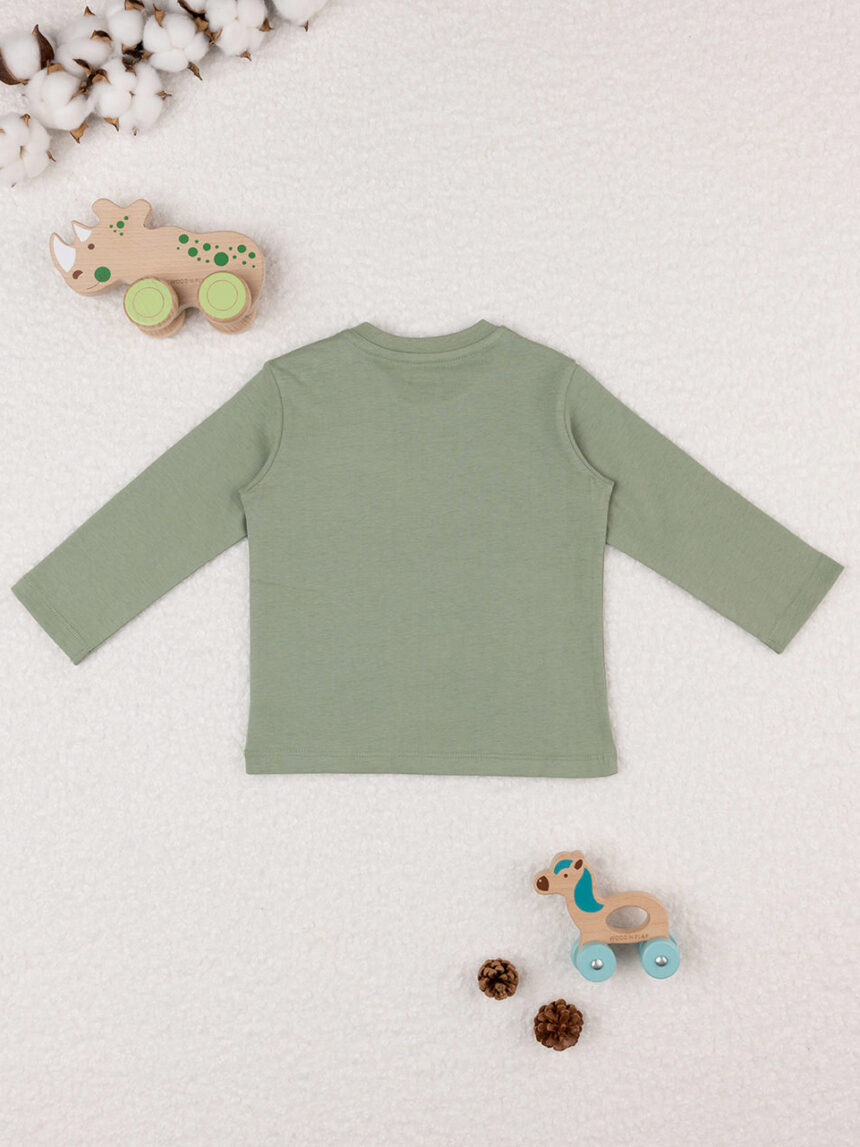 T-shirt básica de manga comprida para criança verde "teddy" - Prénatal