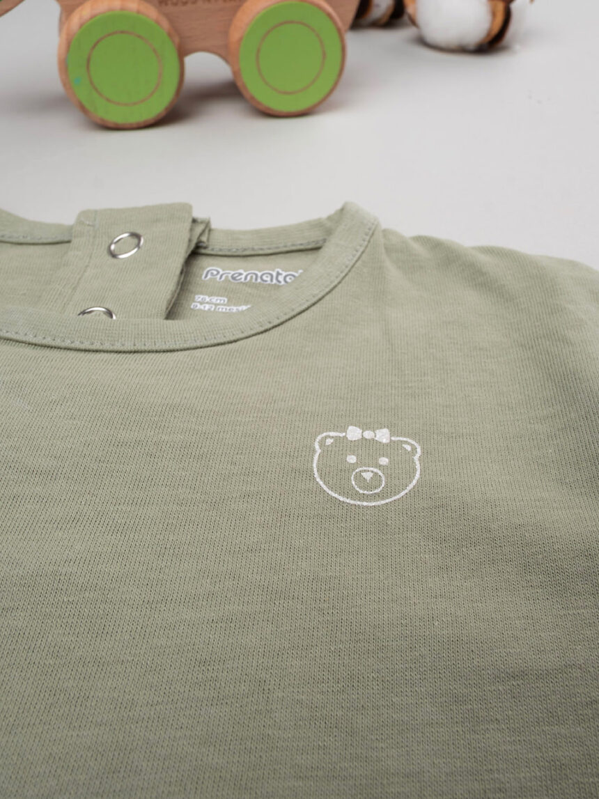 T-shirt básica de manga comprida para rapariga verde - Prénatal