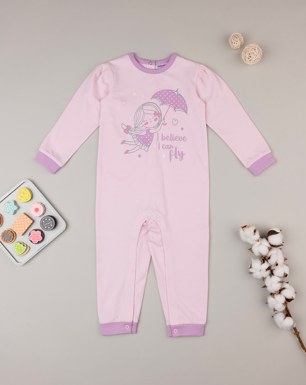 Pijama rosa e lilás para bebé menina - Prénatal