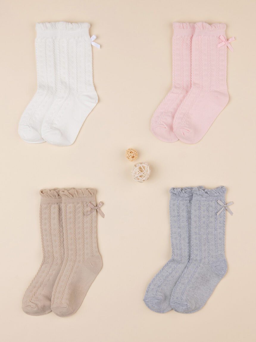 Conjunto de 4 meias para rapariga em várias cores - Prénatal