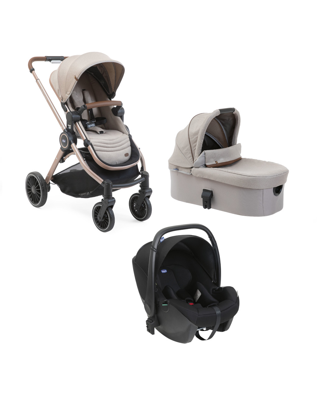 Trio best friend pro light con kory essential desert taupe - chicco - Chicco