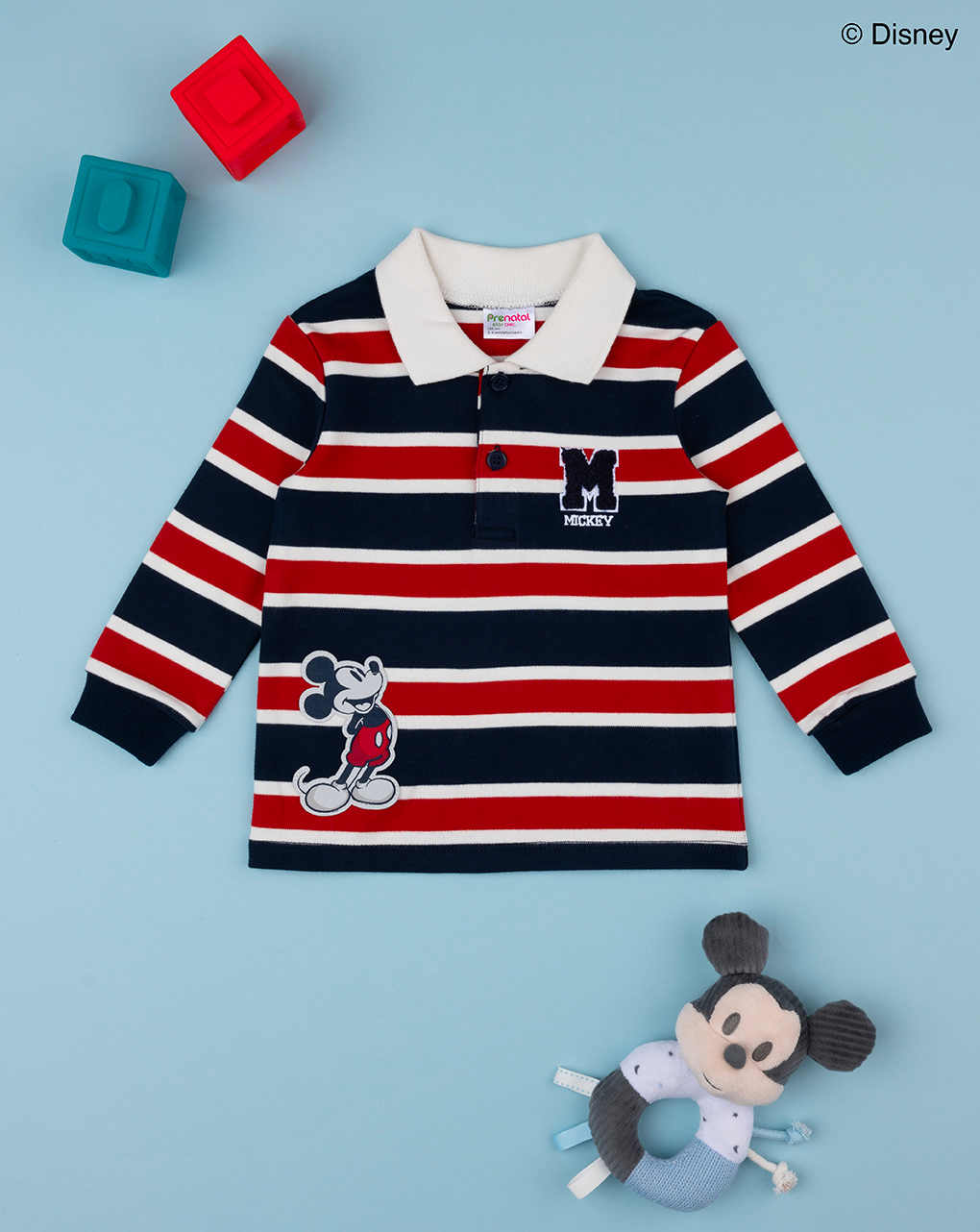 Pólo vermelho/azul do "rato mickey" para rapaz - Prénatal