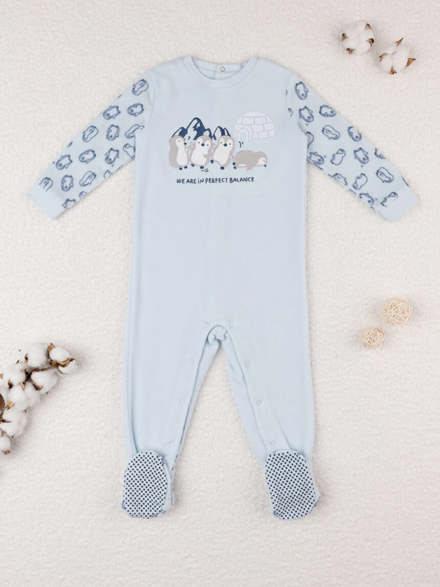 Pijama de algodão orgânico azul bebé - Prénatal