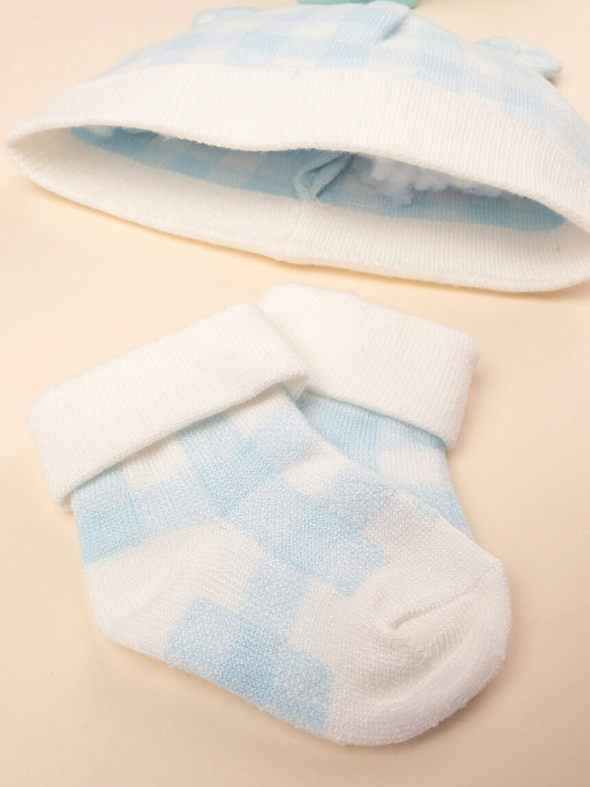 Conjunto de chapéu e pantufas azul bebé - Prénatal