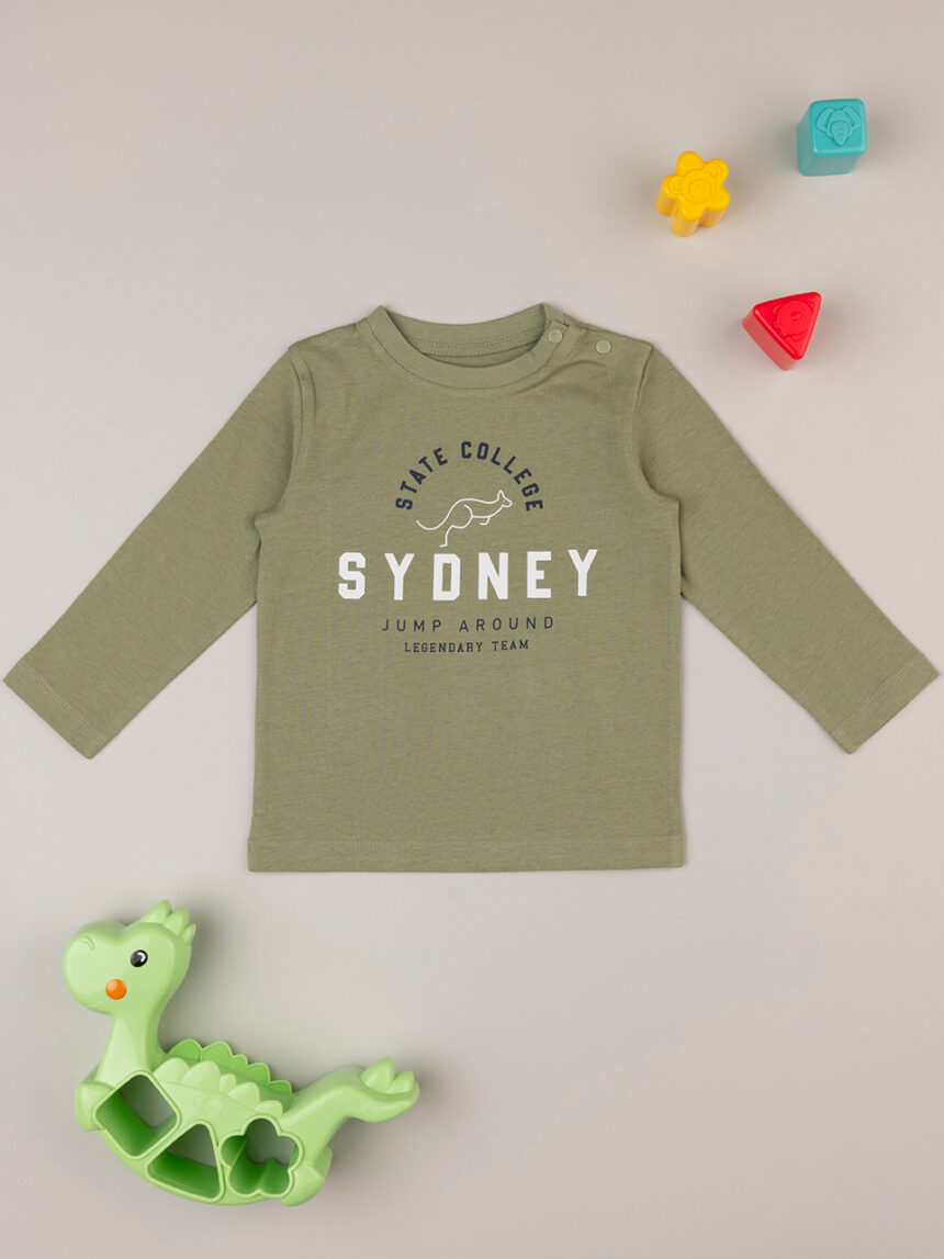 T-shirt básica de manga comprida para criança verde "sidney" - Prénatal