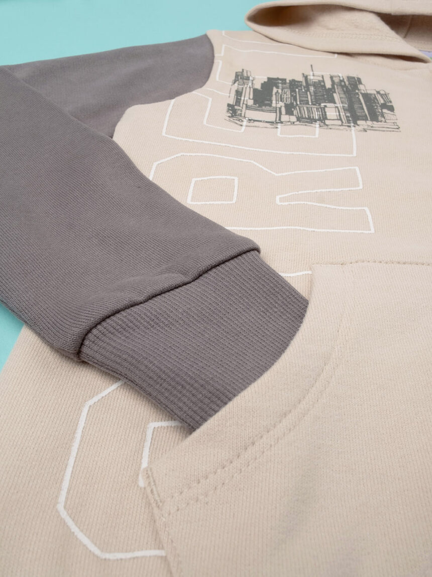 Camisola com capuz casual para criança bege com capuz - Prénatal