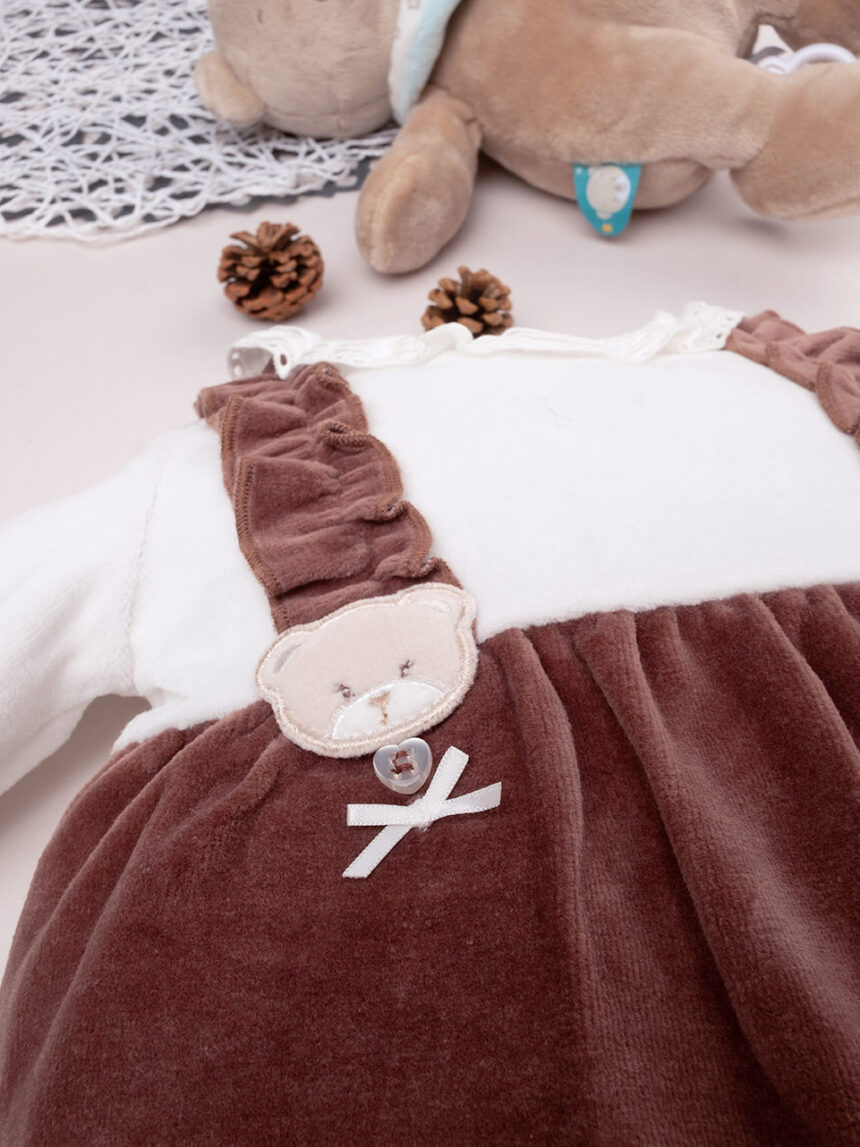 Fato de dormir em chenille castanho para bebé menina - Prénatal