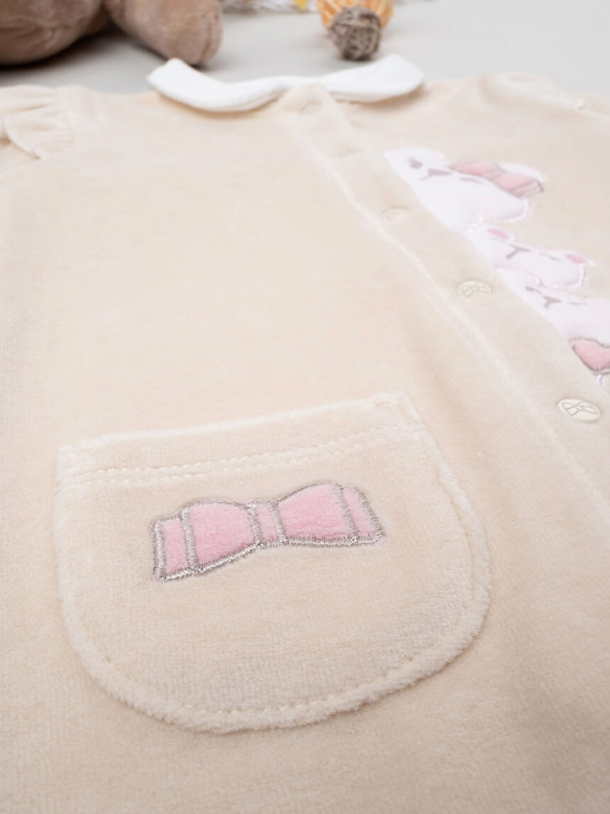 Fato de dormir em chenille bege para bebé "bear trace" - Prénatal