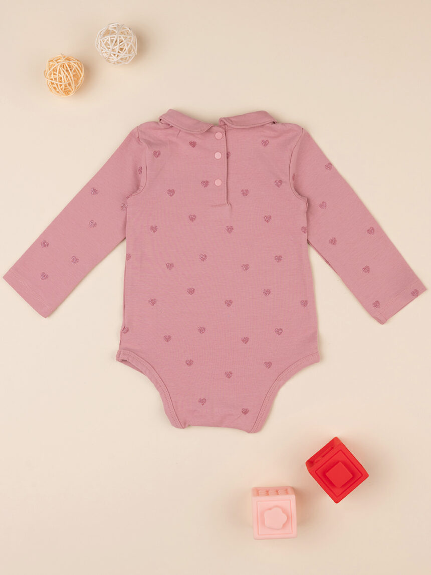 Body cor-de-rosa de manga comprida para bebé menina - Prénatal