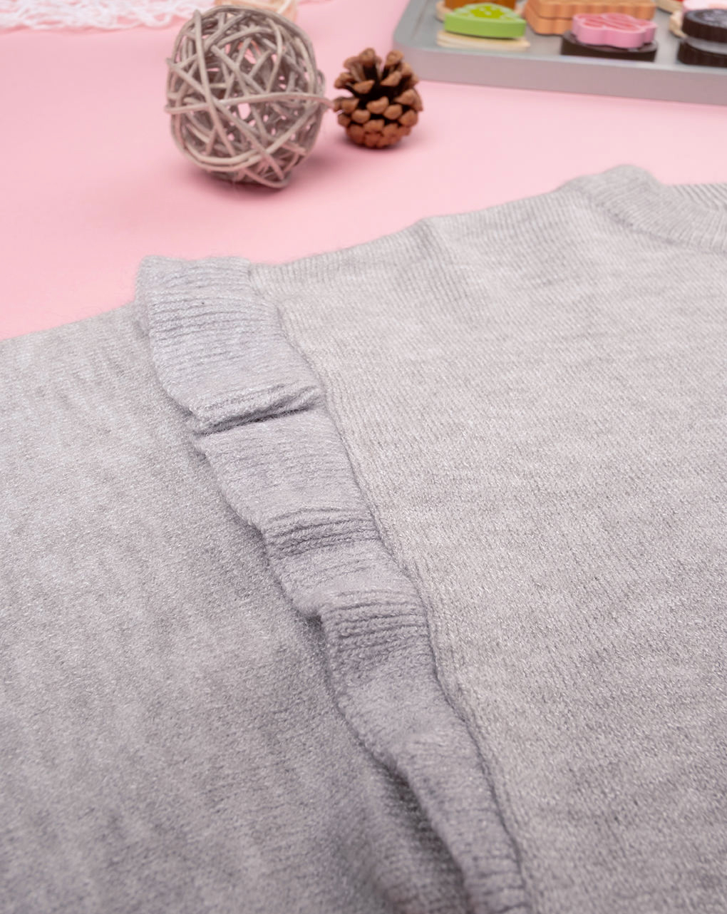 Camisola de tricot cinzenta para rapariga - Prénatal
