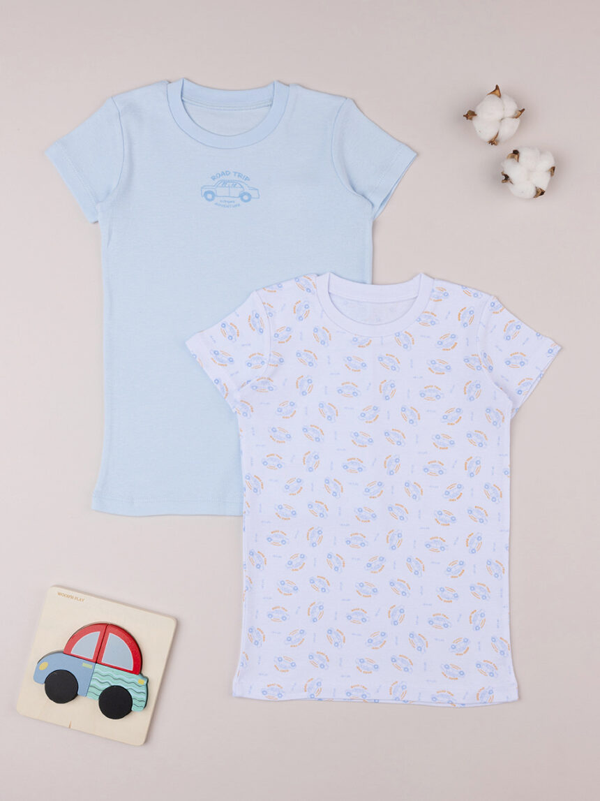 Conjunto de 2 t-shirts de algodão orgânico azul bebé - Prénatal
