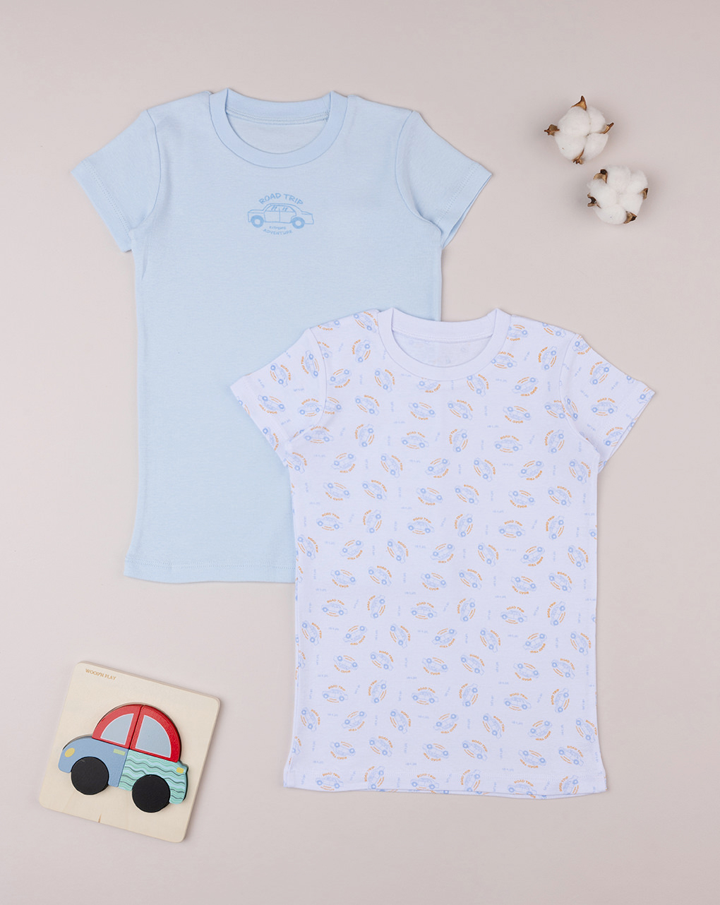 Conjunto de 2 t-shirts de algodão orgânico azul bebé - Prénatal