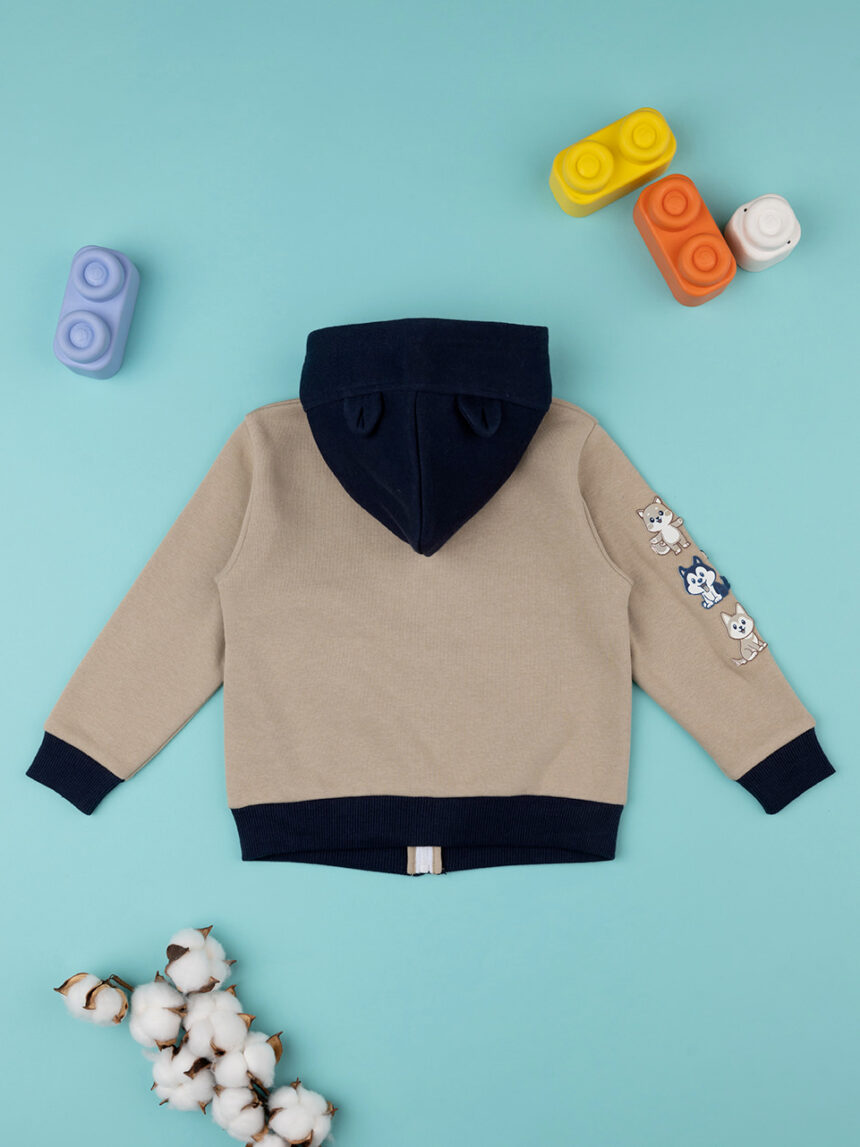 Camisola casual com capuz para criança bege/azul - Prénatal