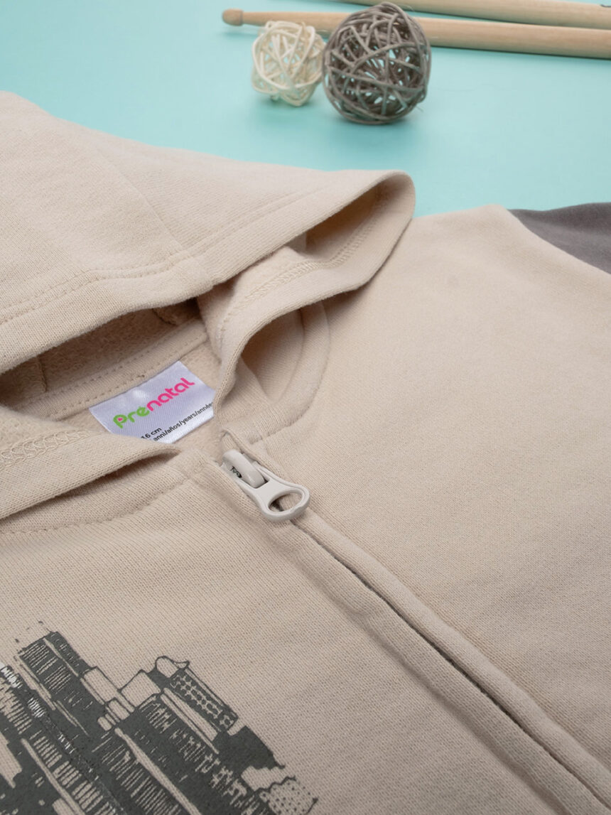 Camisola com capuz casual para criança bege com capuz - Prénatal