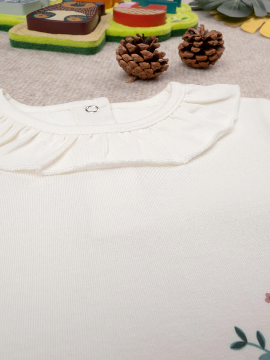 T-shirt "fiori" para menina creme - Prénatal