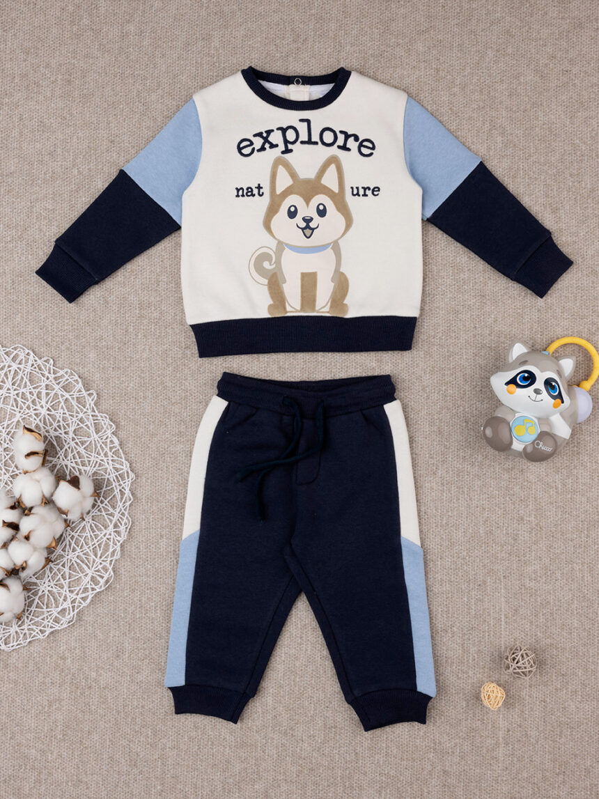 Conjunto casual de jogging para criança azul "explore" - Prénatal