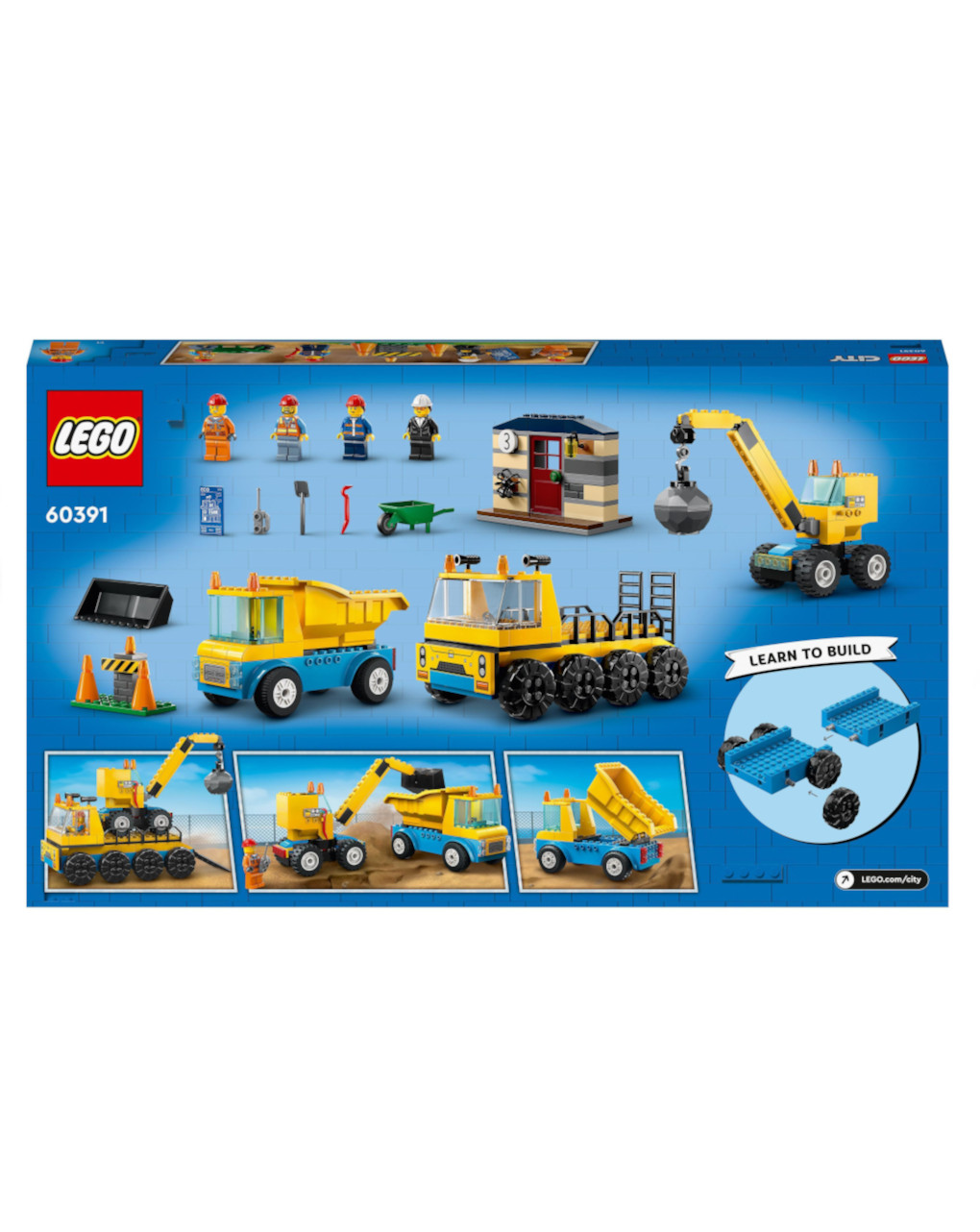 Camião de construção e grua com bola de demolição 60391 - lego city - LEGO