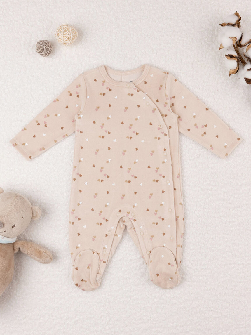 Fato de dormir em chenille bege para bebé - Prénatal