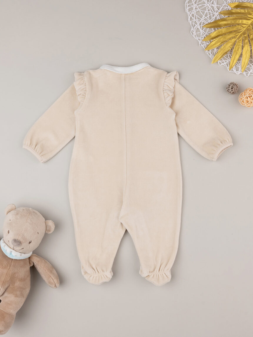 Fato de dormir em chenille bege para bebé "bear trace" - Prénatal