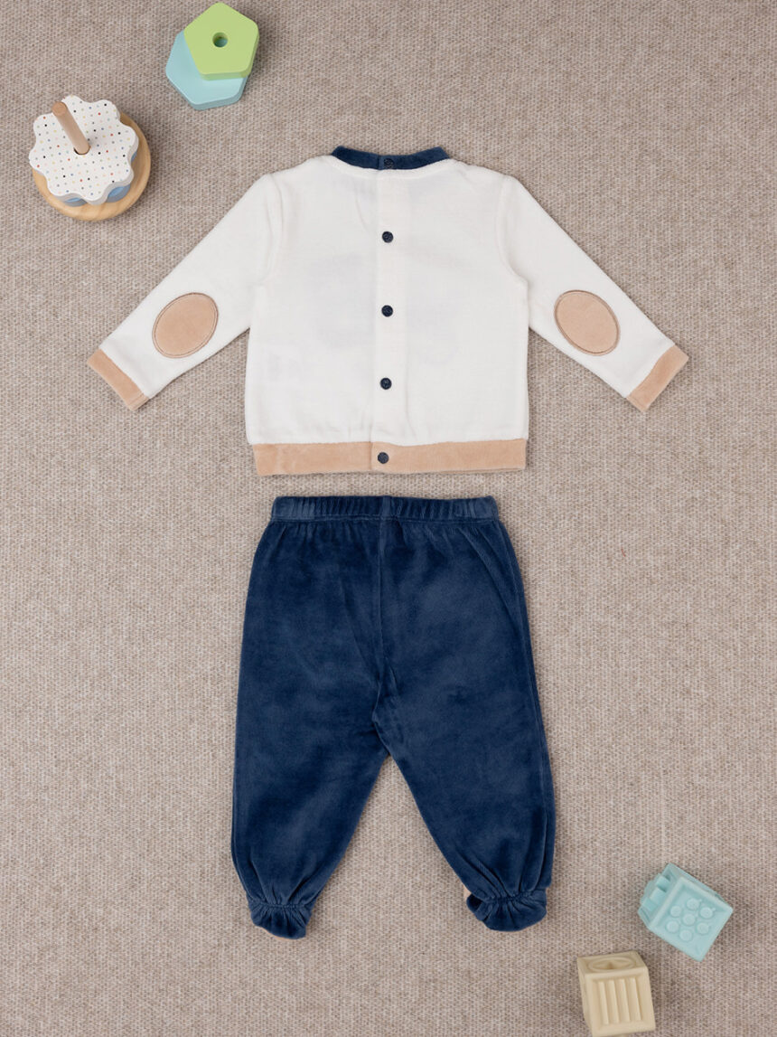 Conjunto de chenille azul bebé/bege - Prénatal