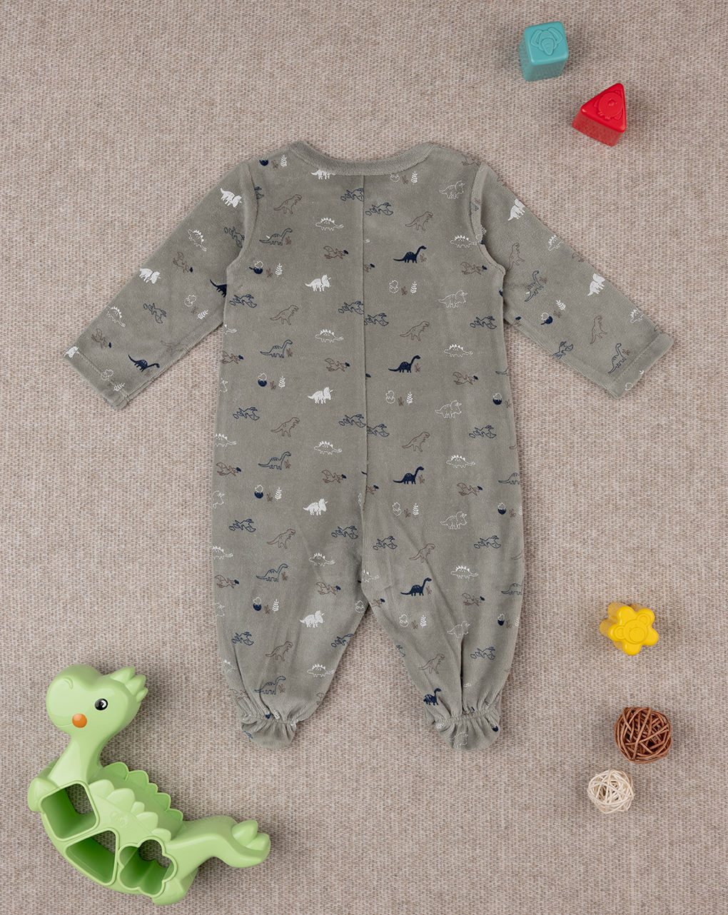Fato de dormir em chenille verde para bebé - Prénatal
