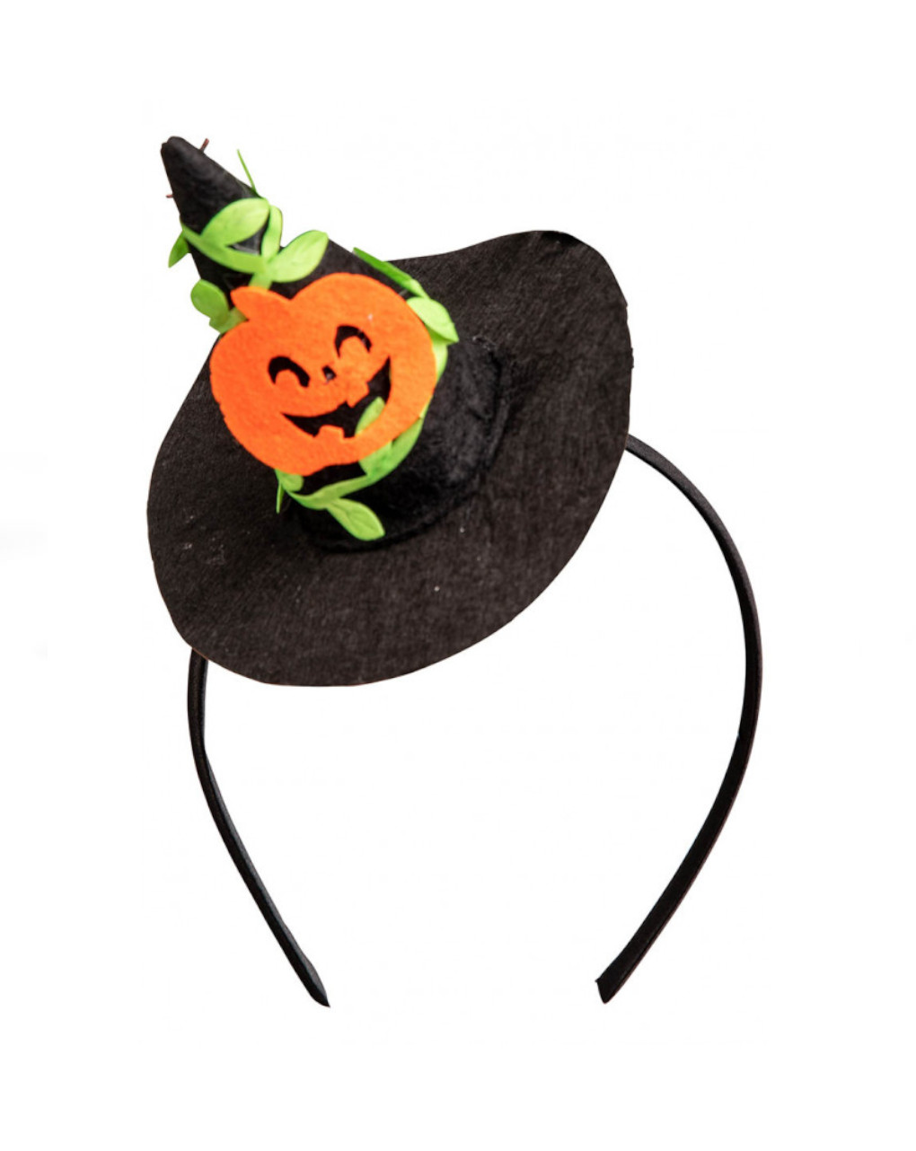 Mini chapéu de bruxa preto com abóbora na bandolete - carnival toys - Carnival Toys
