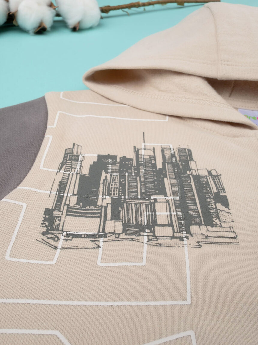 Camisola com capuz casual para criança bege com capuz - Prénatal