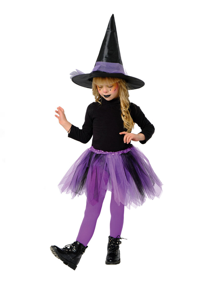 Conjunto de halloween bruxa roxa 4/7 anos: tutu + chapéu - rubie's - Rubie's