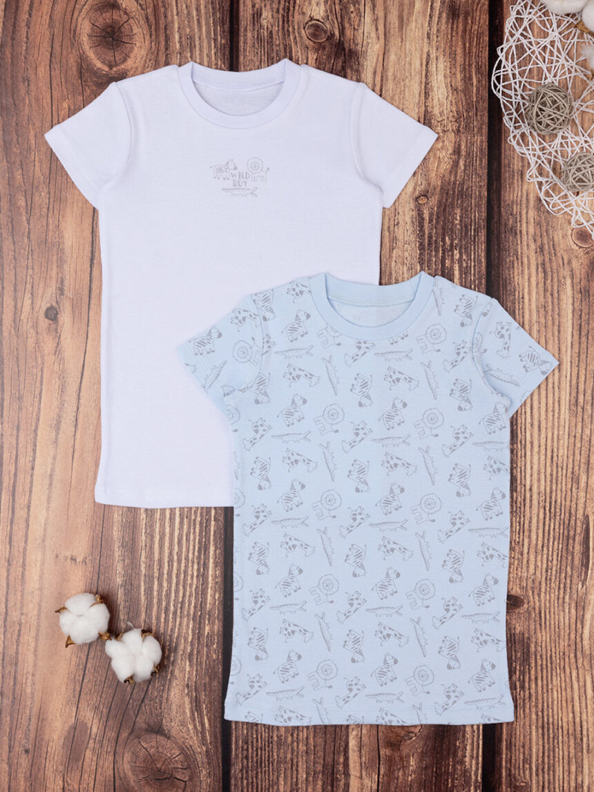 T-shirt para criança em algodão orgânico branco/azul - Prénatal