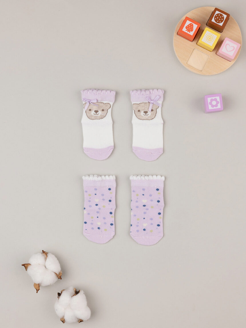 Pack 2 meias lilás para bebé - Prénatal