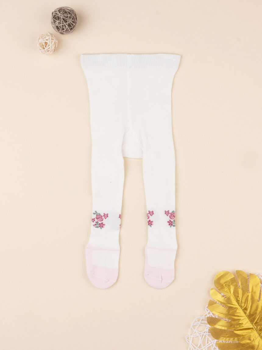 Collants brancos para rapariga "fiori" - Prénatal